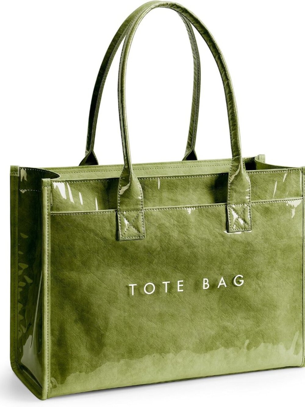 KALIDI PVC Tote Bag Women's Kraft Paper Work Purses Large Capacity Laptop Should